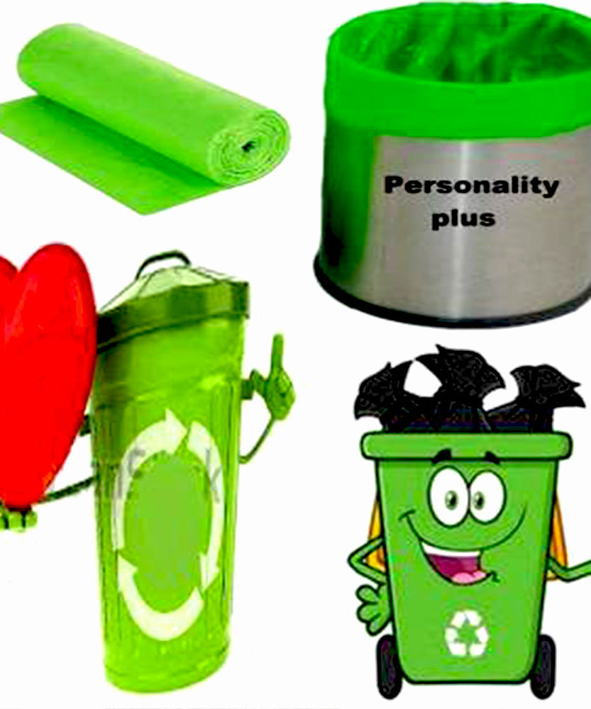 Eco-friendly green garbage bags for small bin liners (19" x 21").