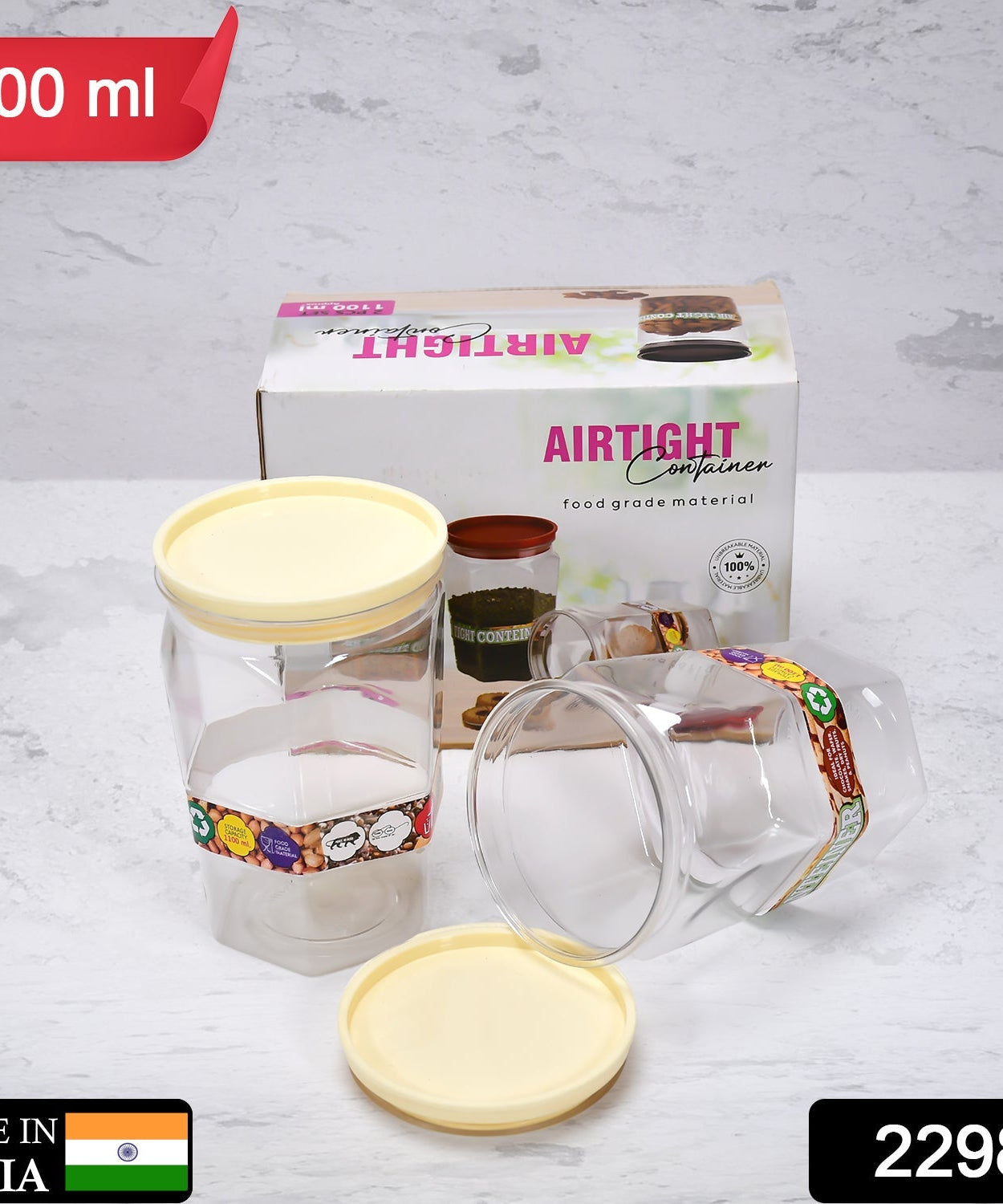 Stackable kitchen storage for flour or cereals.