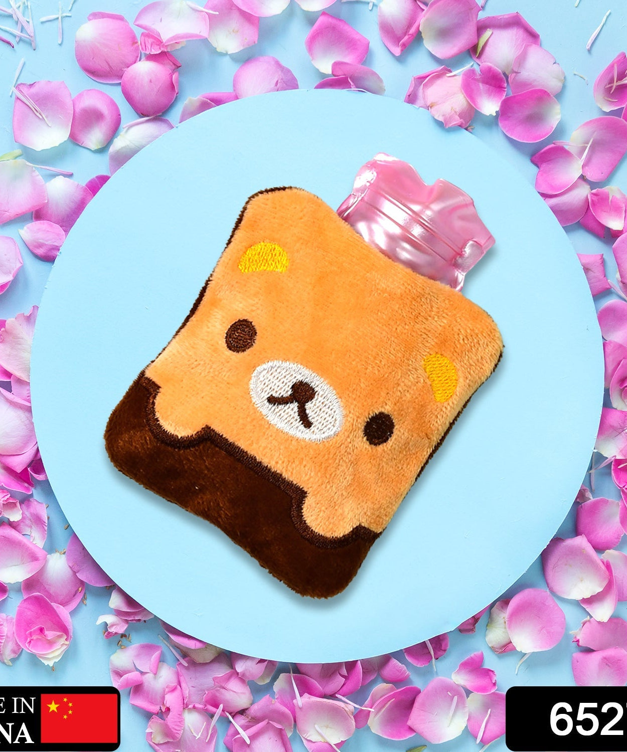 Brown panda print hot water bag for pain relief