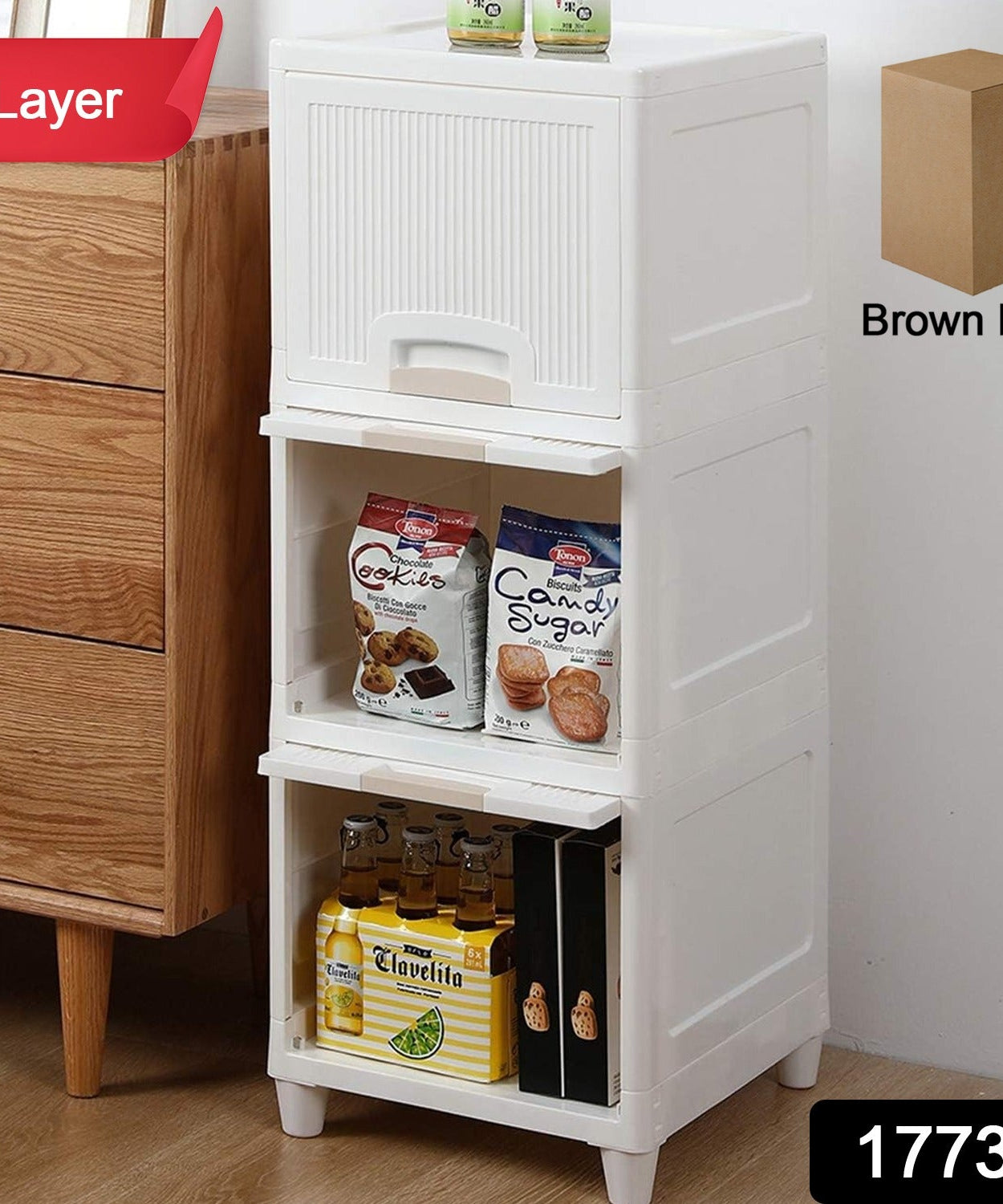 Multipurpose Storage Cabinet, Storage Solutions plastic drawers || Multi Layer Wardrobe Storage Drawers || Foldable Multipurpose Drawer Units For Kitchen, Bathroom, Bedroom, Cloth (3 Layer)