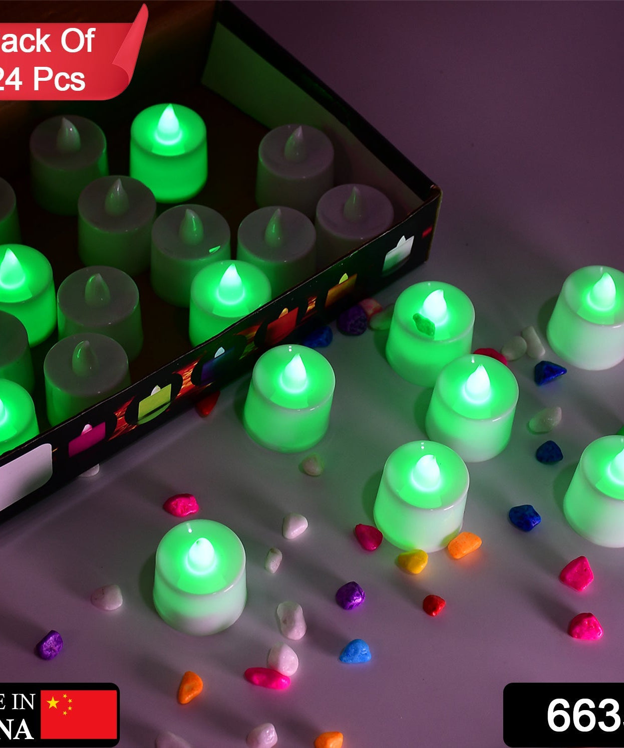 Smokeless decorative green tealights