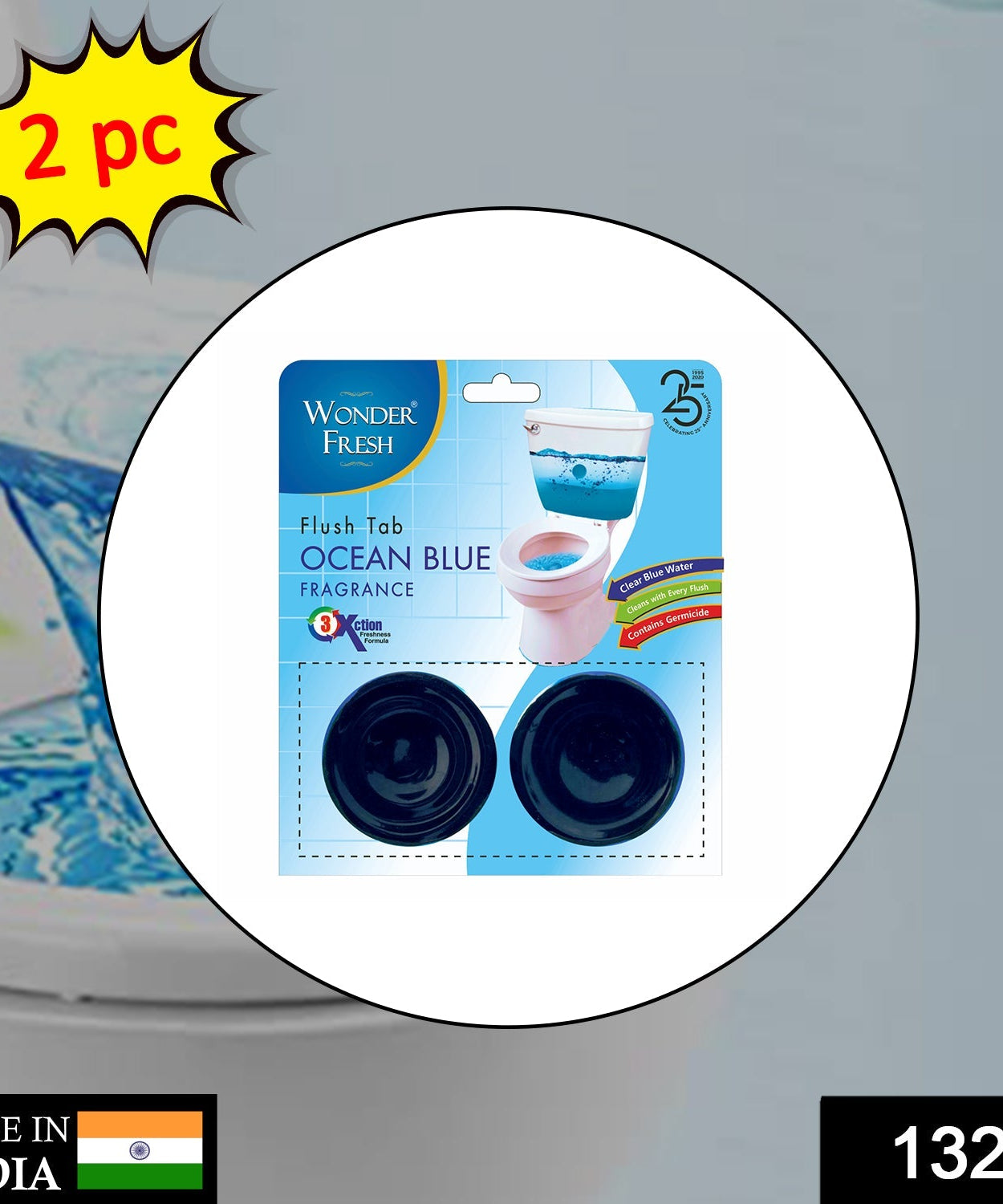 Ocean blue flush tab for toilet cleaning, 100 grams