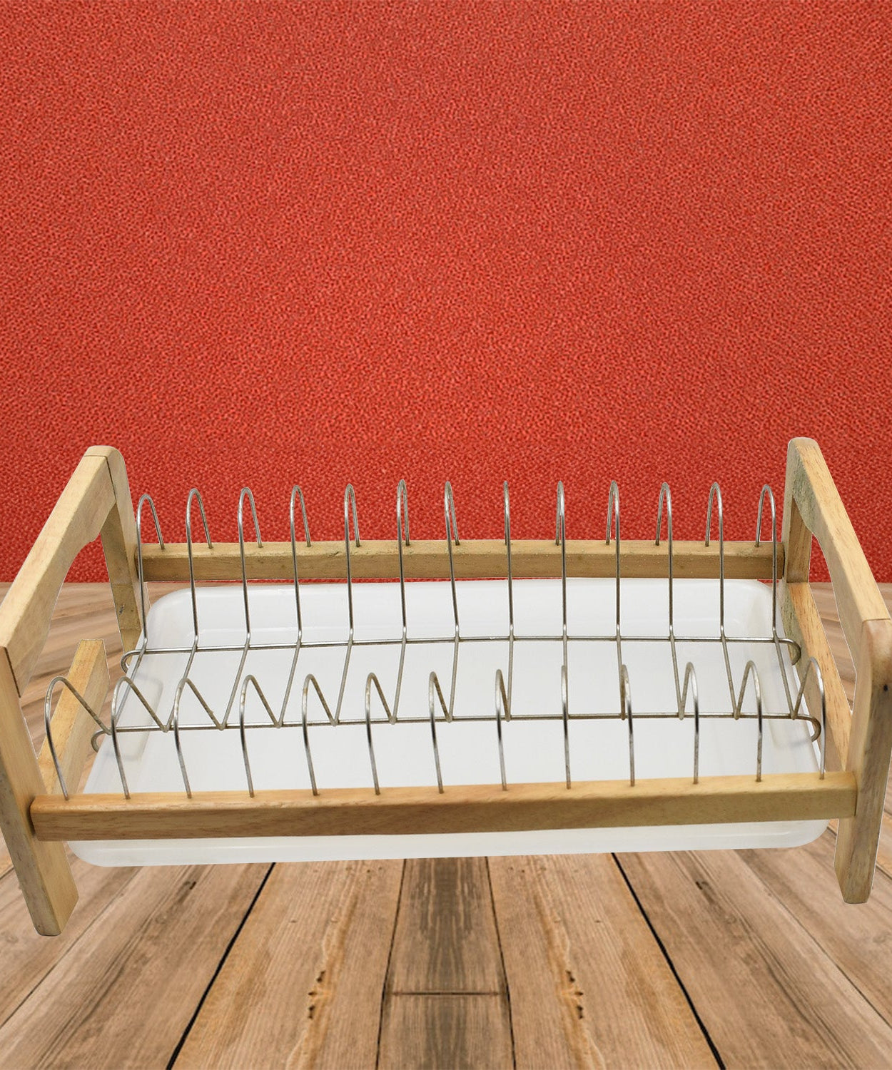 Stainless steel dish rack with tray for storage