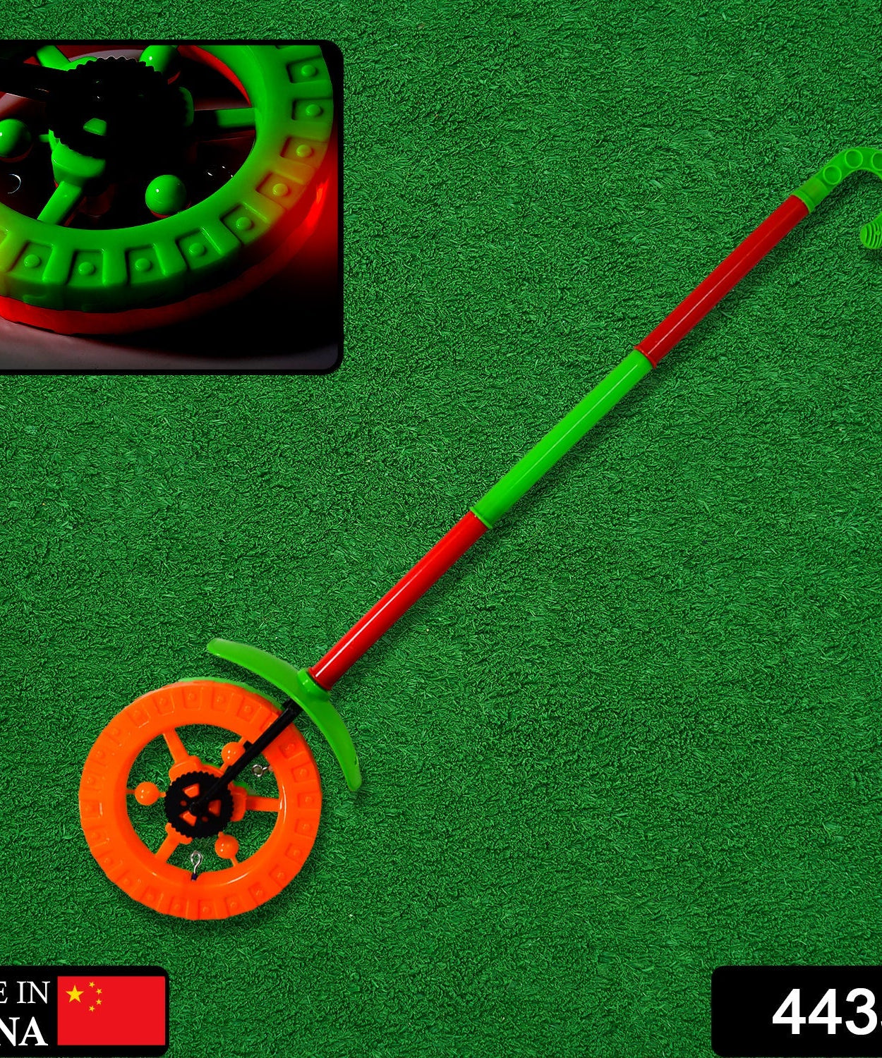 Single wheel push toy with handle for toddlers