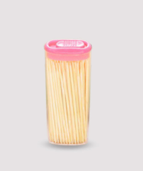 Bamboo toothpicks with dispenser box for hygiene.