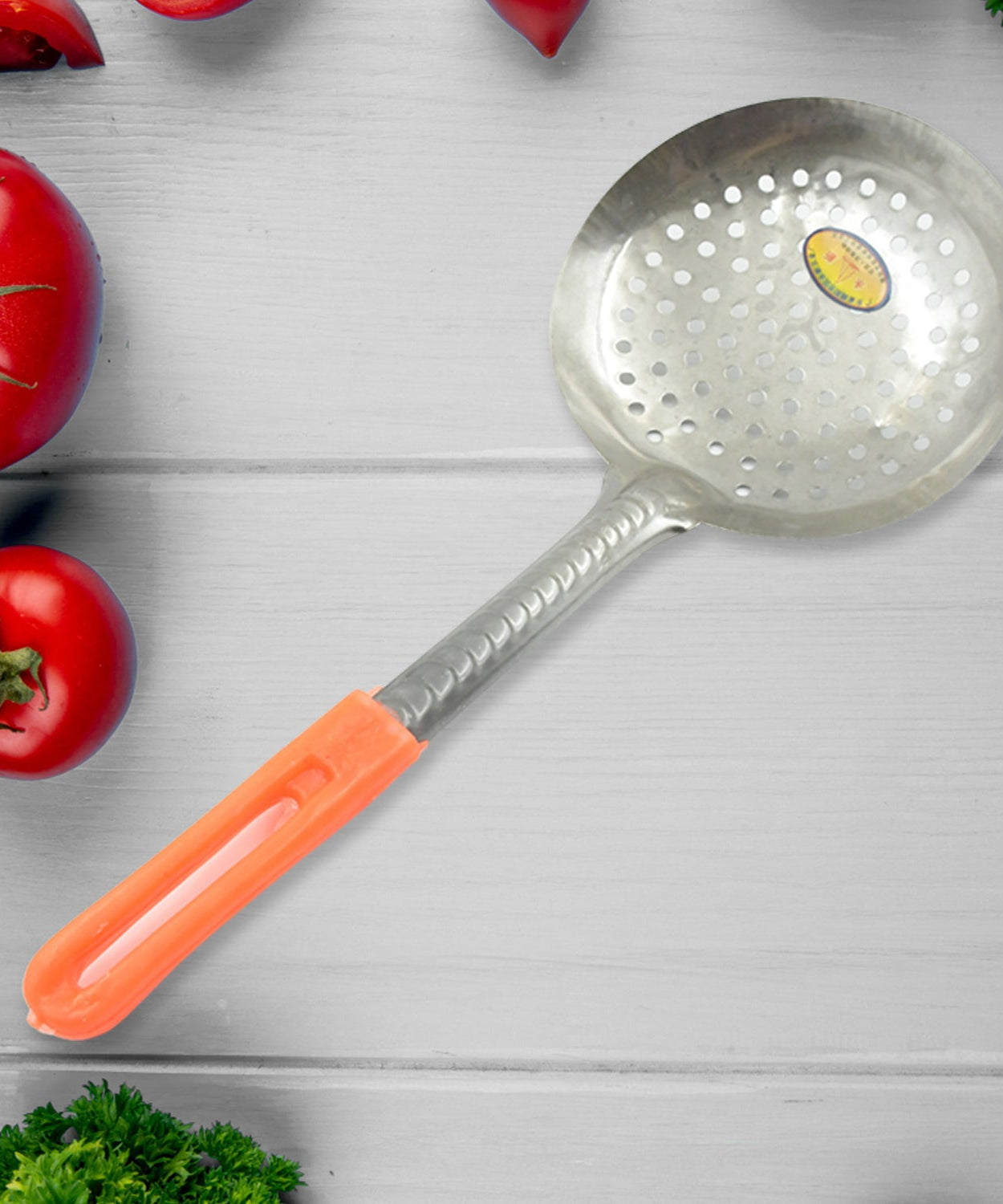 Colander Spoon, Non Slip Hand Polished Thickened Hot Pot Spoon for Kitchen for Restaurant, Stainless Steel Cooking Colander Skimmer Slotted Spoon Kitchen Strainer Ladle with Long Handle for Kitchen Cooking Baking (35 Cm)