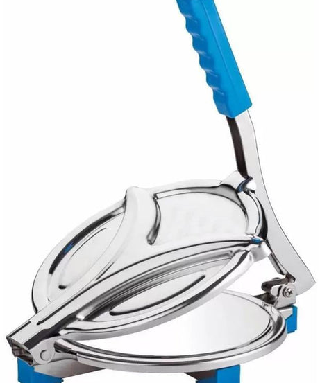 Puri press machine with easy-grip handle, ideal for home kitchens.