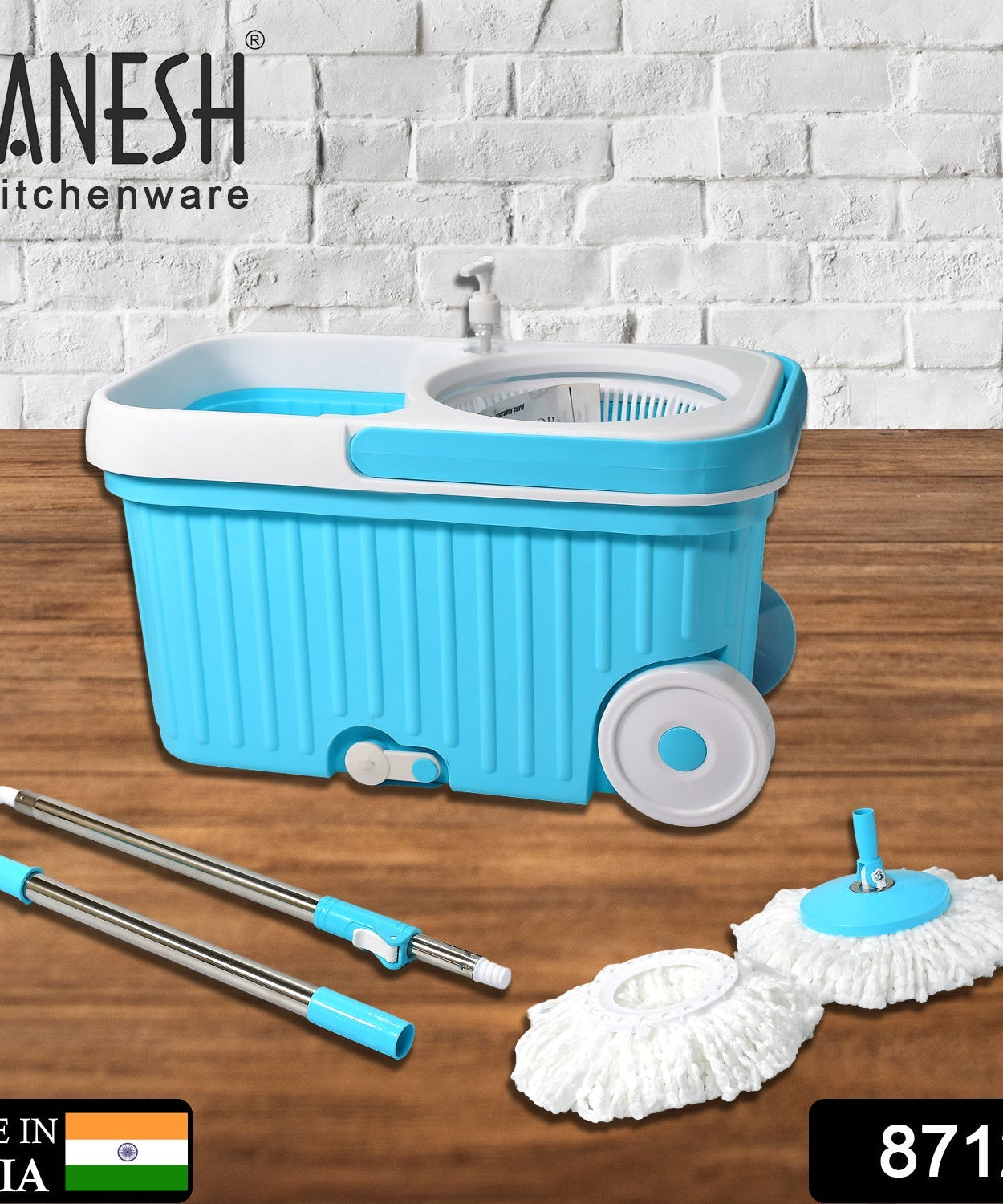 Spin mop with auto fold handle for 360-degree cleaning