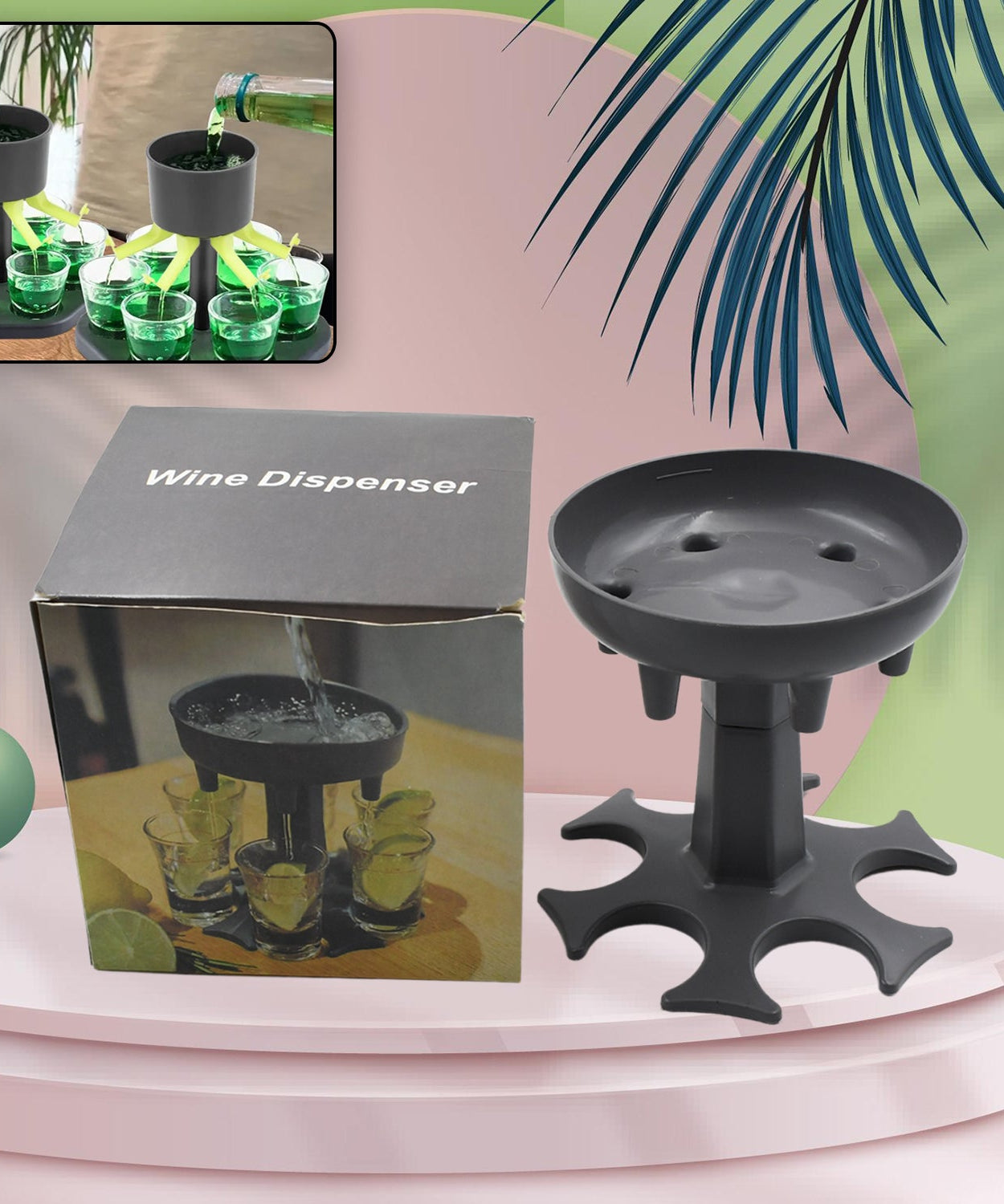 Shot glass dispenser set with tray, ideal for drinking games.