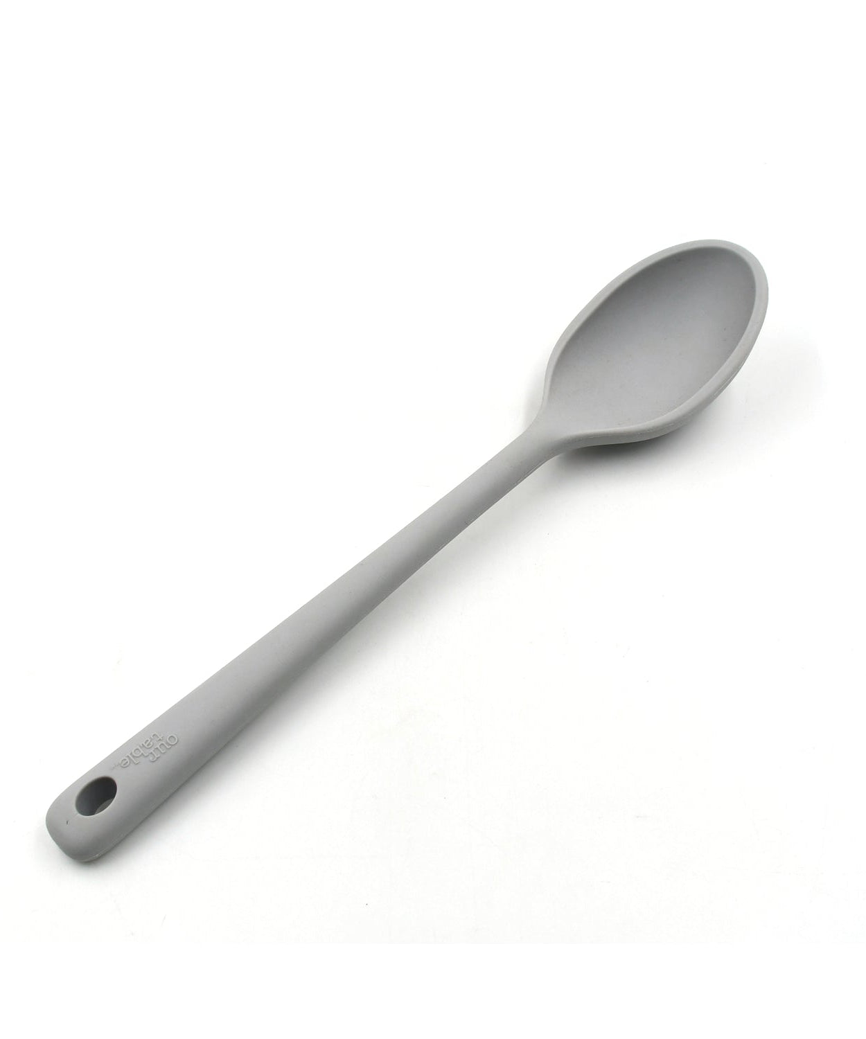 Large heat resistant silicone spoon, 32 cm, for kitchen use.