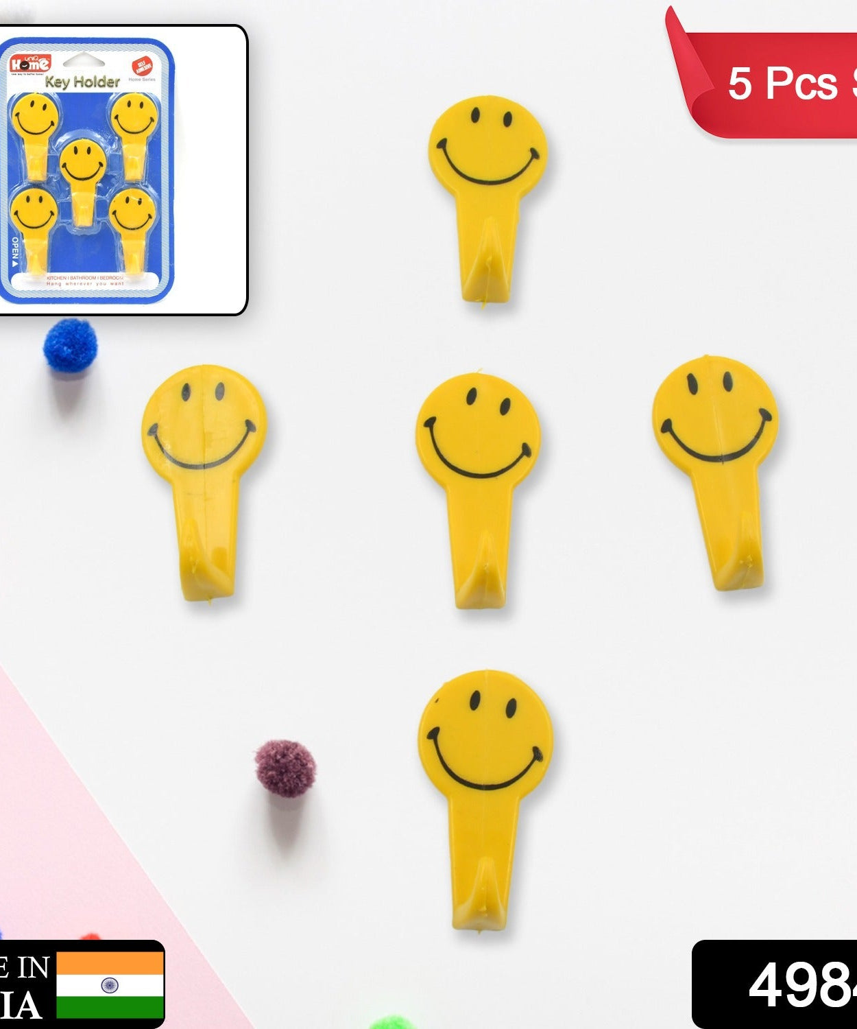 5 PC ADHESIVE HOOK FOR HOLDING STUFFS,KEY AND OTHER ITEMS