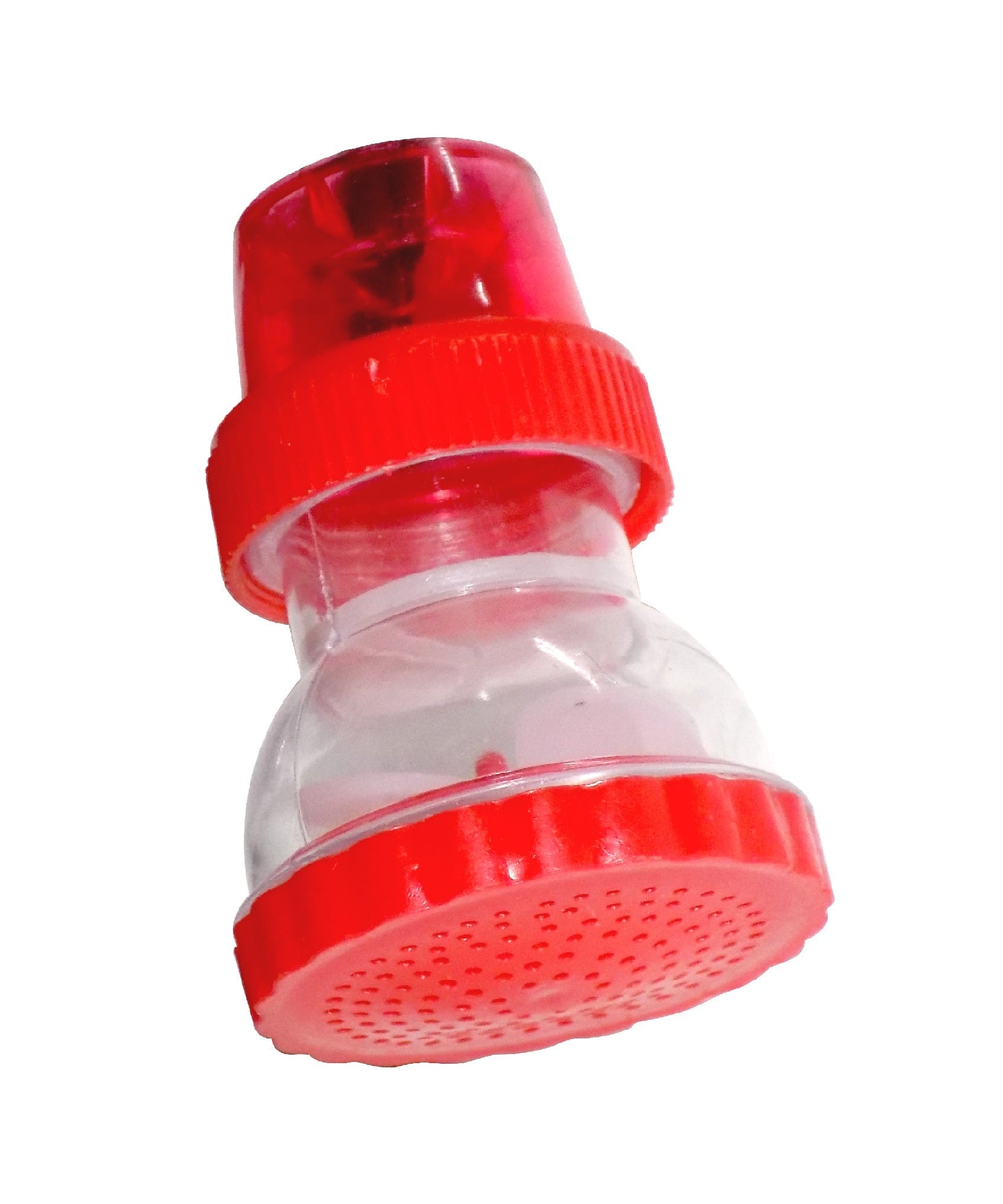 Large plastic shower head faucet with 360-degree rotation.