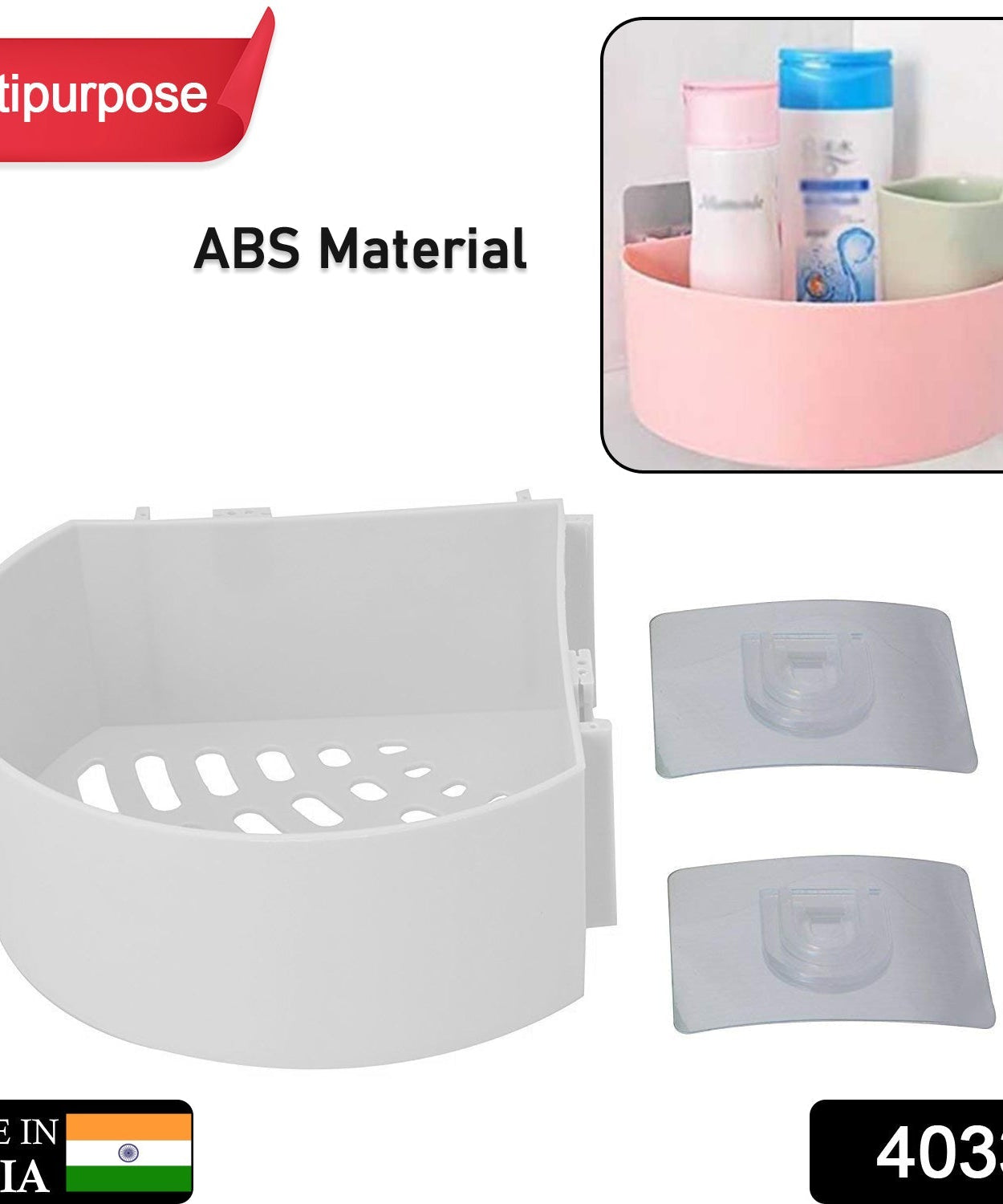 Self-adhesive corner shelf for wall