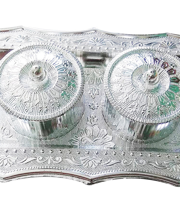 Decorative storage tray with multiple compartments.