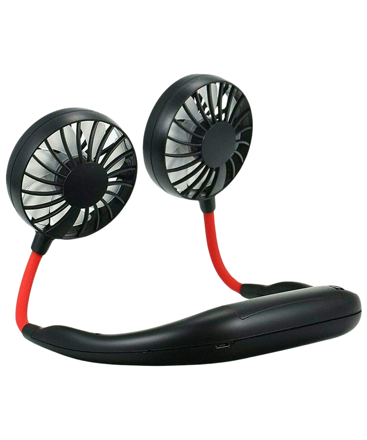 Hand Free Personal Fan - Portable USB Battery Rechargeable With Battery Comaprtment Mini Fan - Headphone Design Wearable Neckband Fan Necklance Fan Cooler Fan for Home, Sport, Camping, Beach, Travel, Office (Battery Not Included)