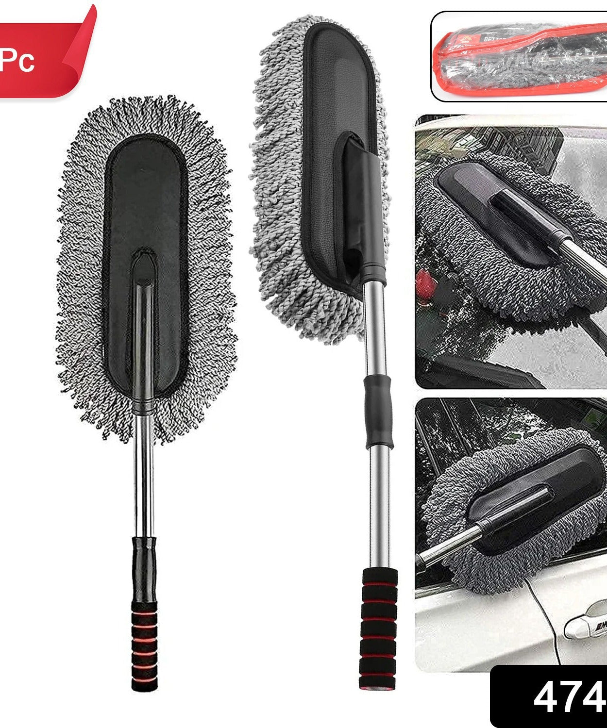 Car Duster, Long Retractable / Soft / Non-Slip / Handle Multipurpose Microfiber Wash Brush Vehicle Interior and Exterior Cleaning Kit with for Car, Boats or Home