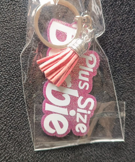 Text Keychain with Glitter Finish and Tassel Charm (1 Pc)