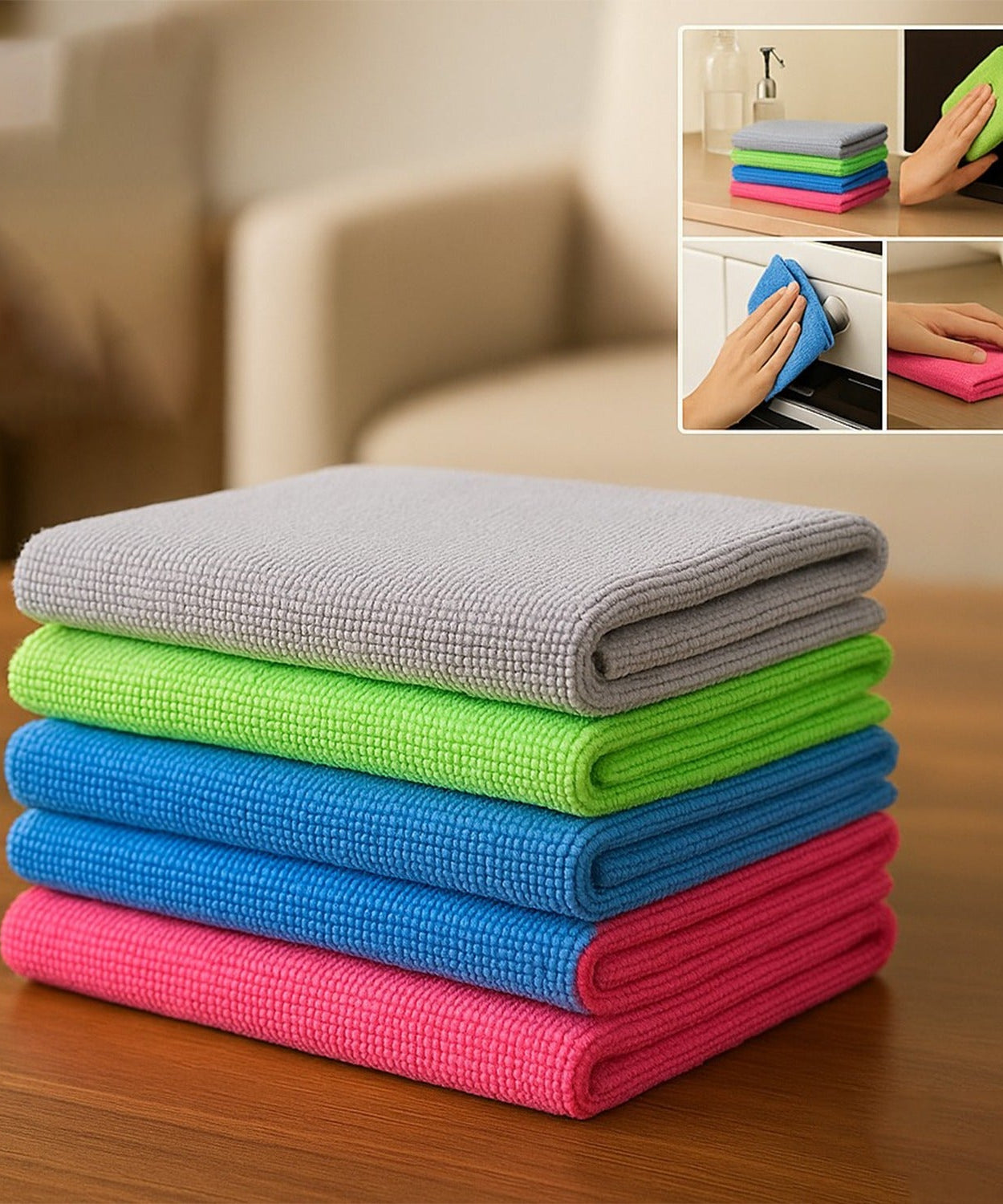 Multipurpose Microfiber Cleaning Cloth (30x30cm & 5 Pc)