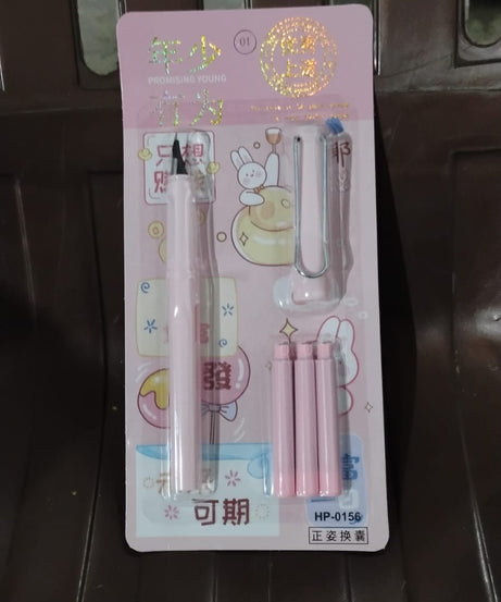 Fountain Blue Pen With 3 Refills (1 Set)