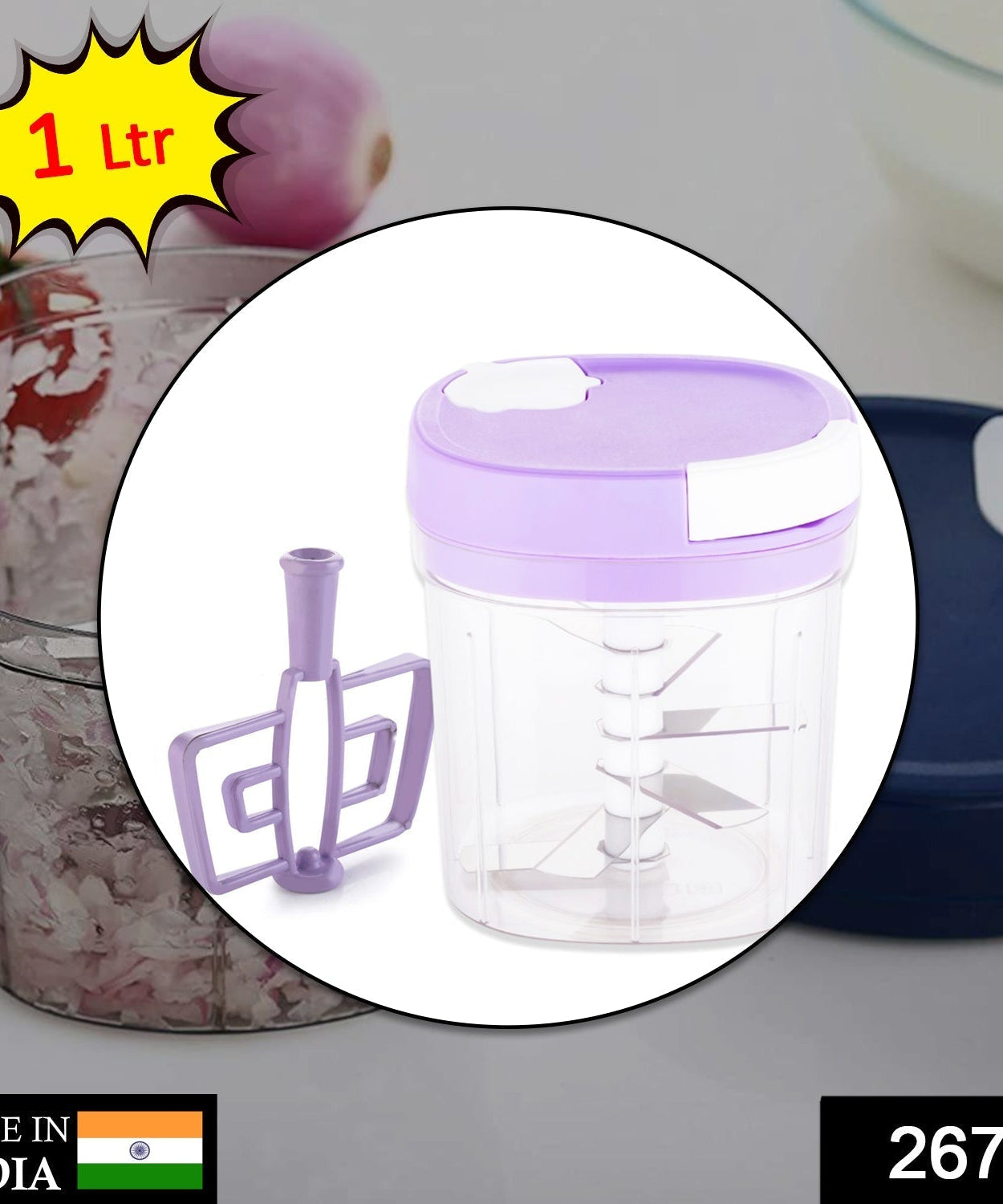 2 in 1 chopper and slicer with a clear bowl for easy viewing during use