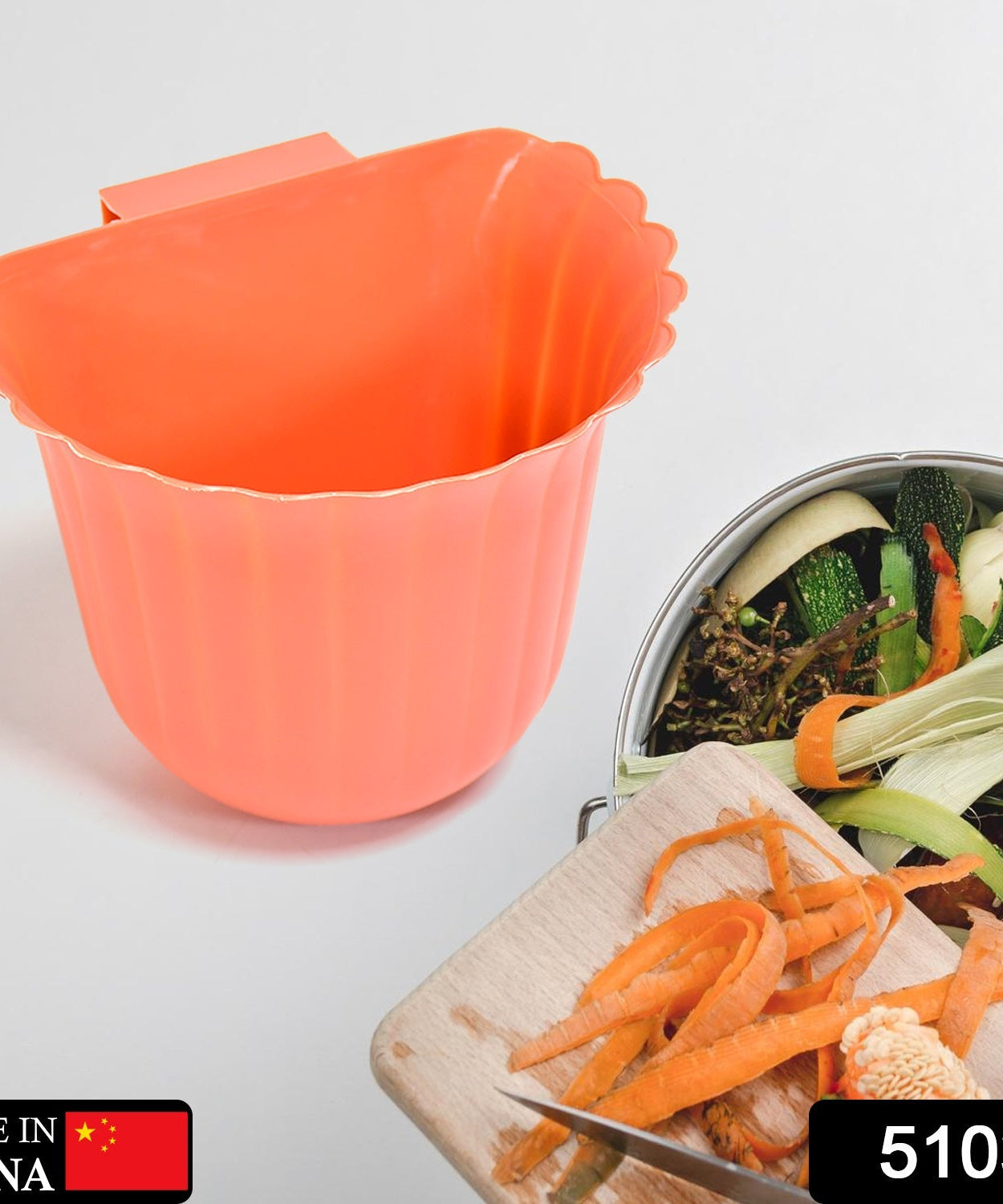 Waste bin mounted on wall, compact design