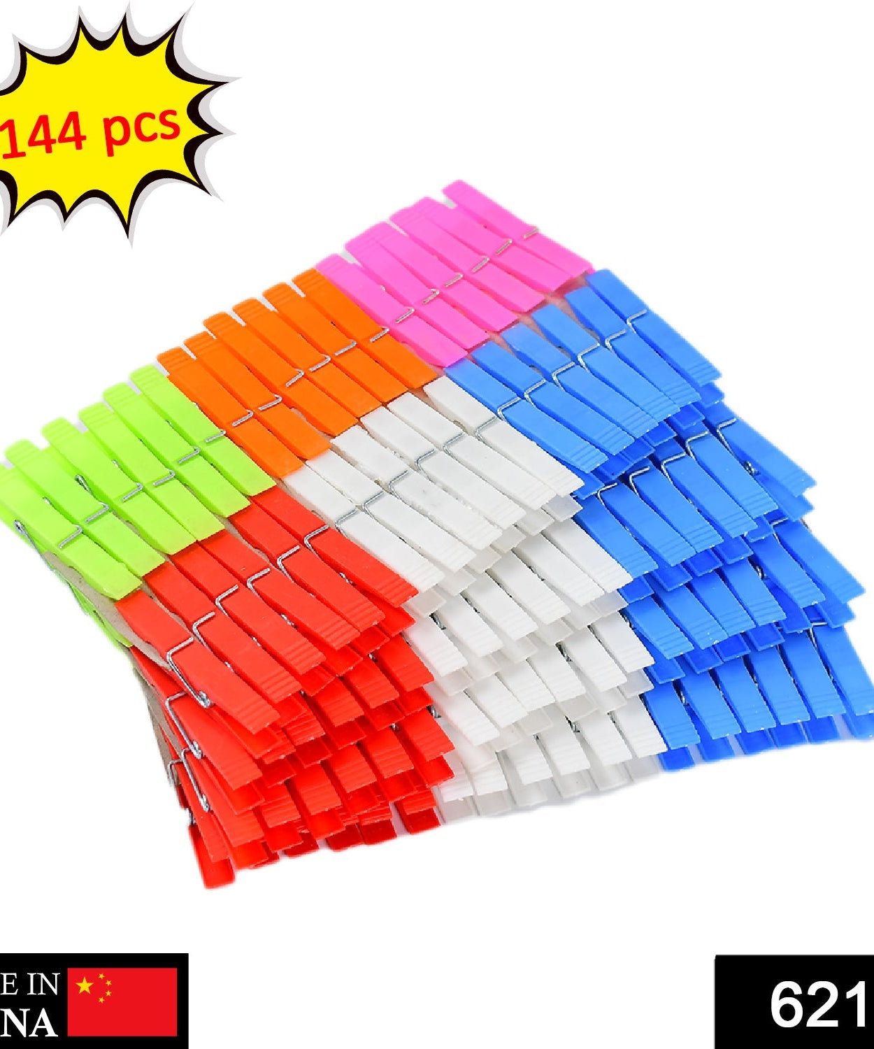 Plastic clothes clips in various colors