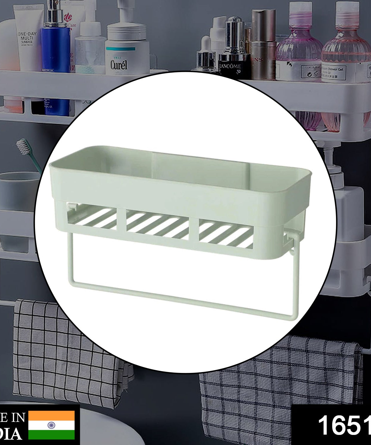 Wall holder storage rack, suitable for kitchen and bathroom.