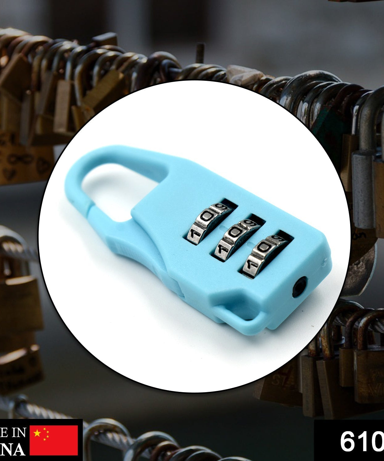 Luggage lock with a 3 digit combination for secure travel and easy access