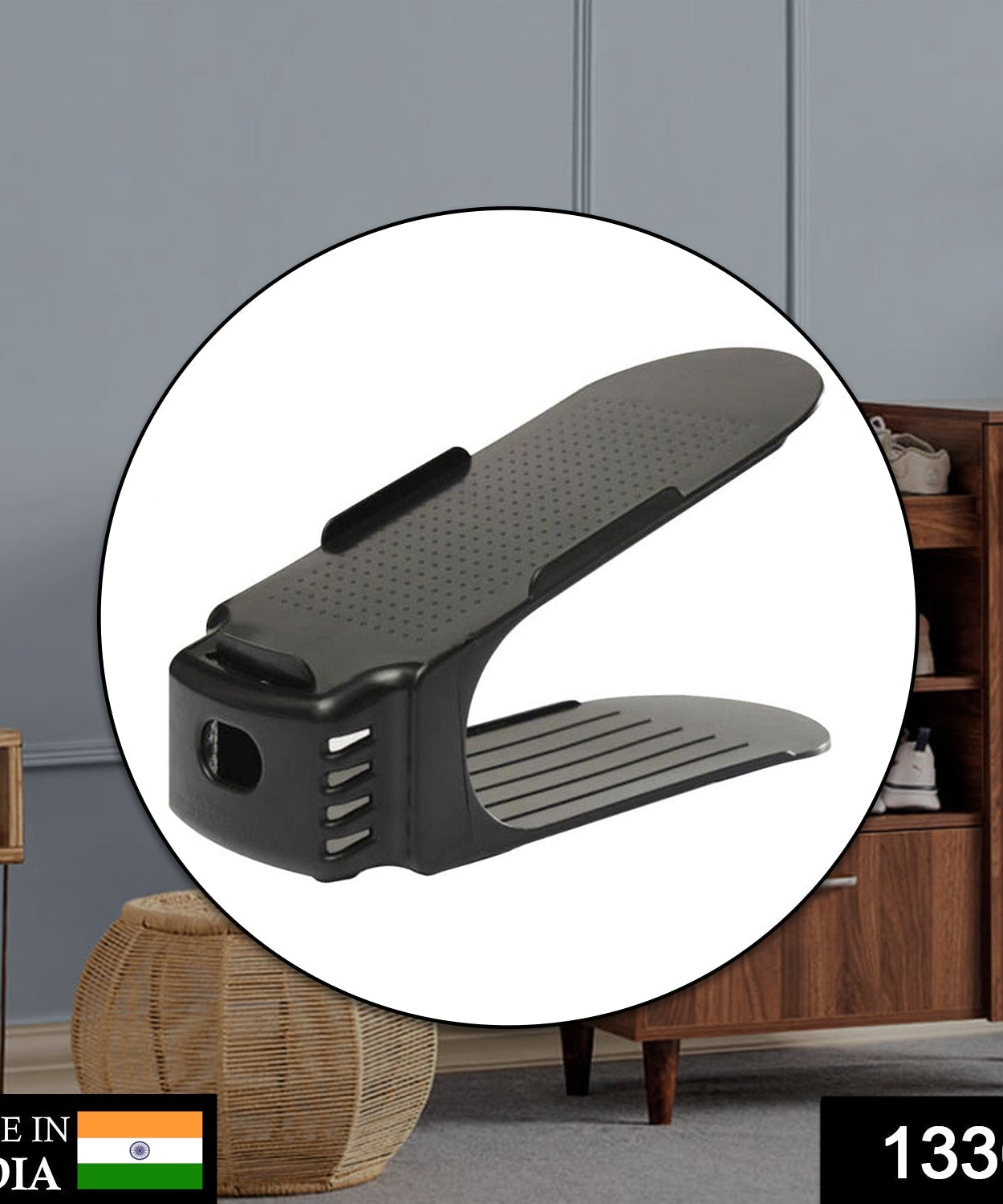 Foldable shoe organizer for compact storage.