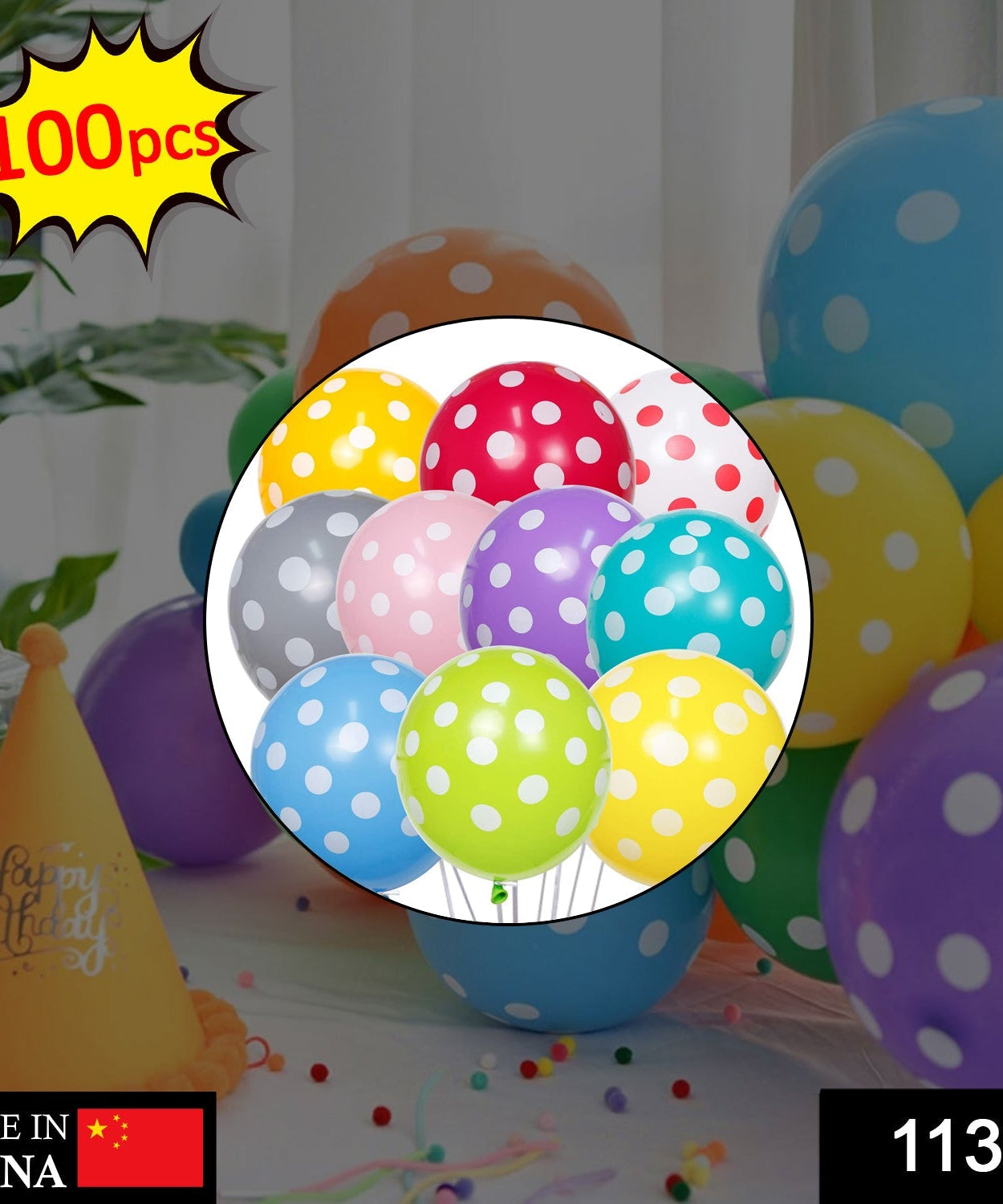 Colorful balloon pack for party decorations, 100 balloons included.