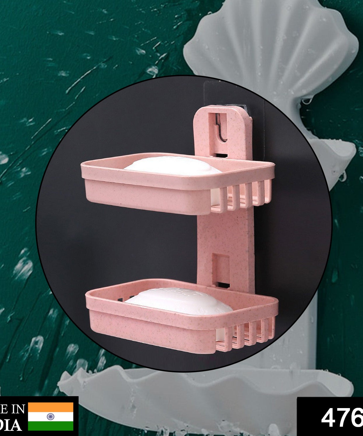 Wall-mounted soap box with sturdy plastic construction and vacuum dispenser tray