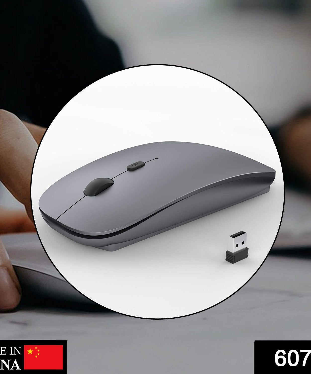 Compact wireless mouse compatible with laptops, PCs, and Mac.