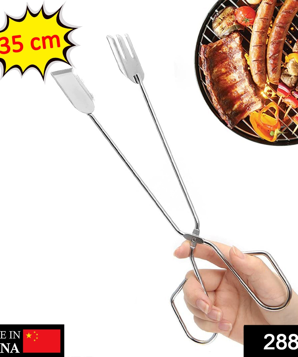Metal BBQ tongs clamp for grilling