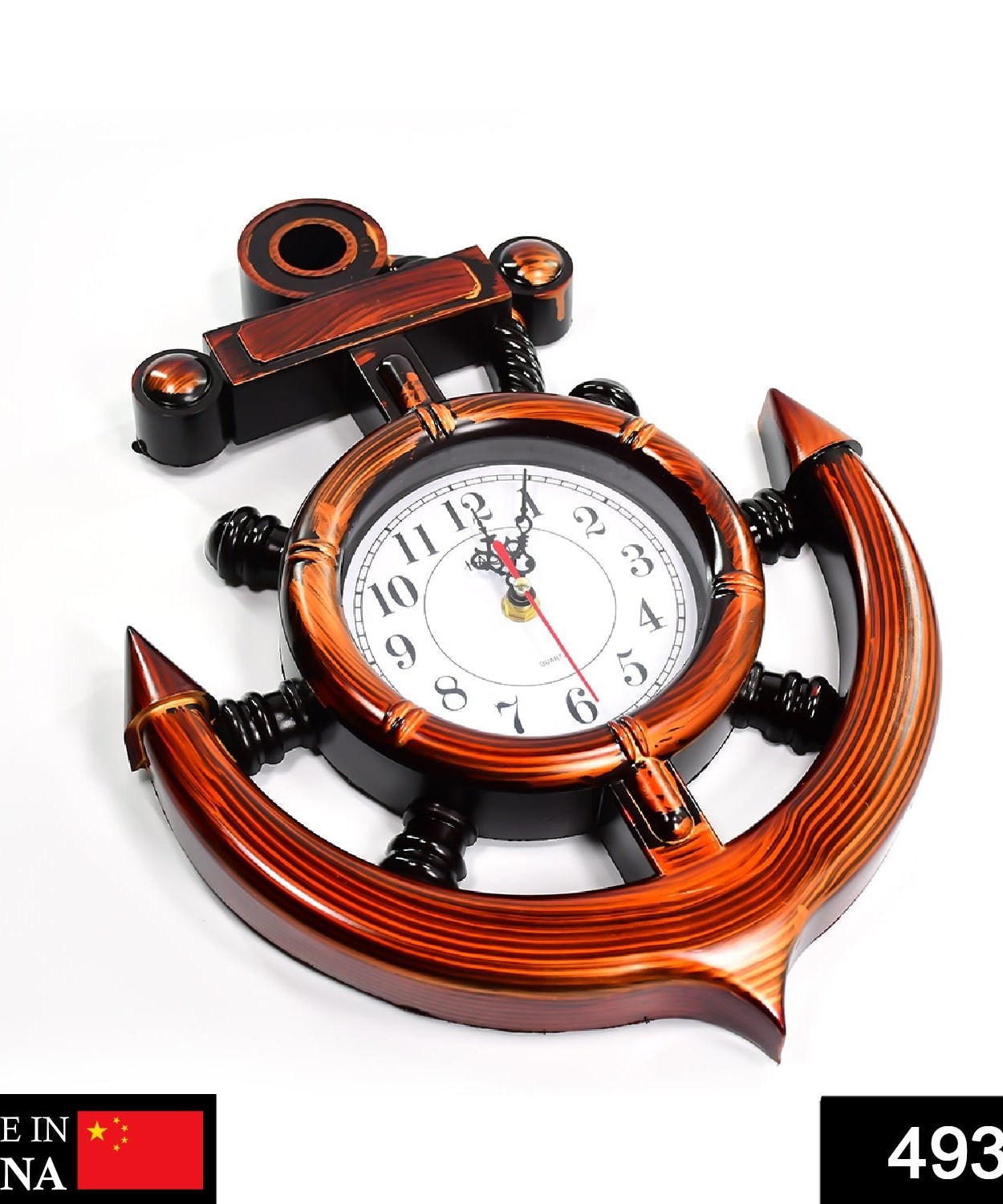 Nautical anchor wall clock with classic design.