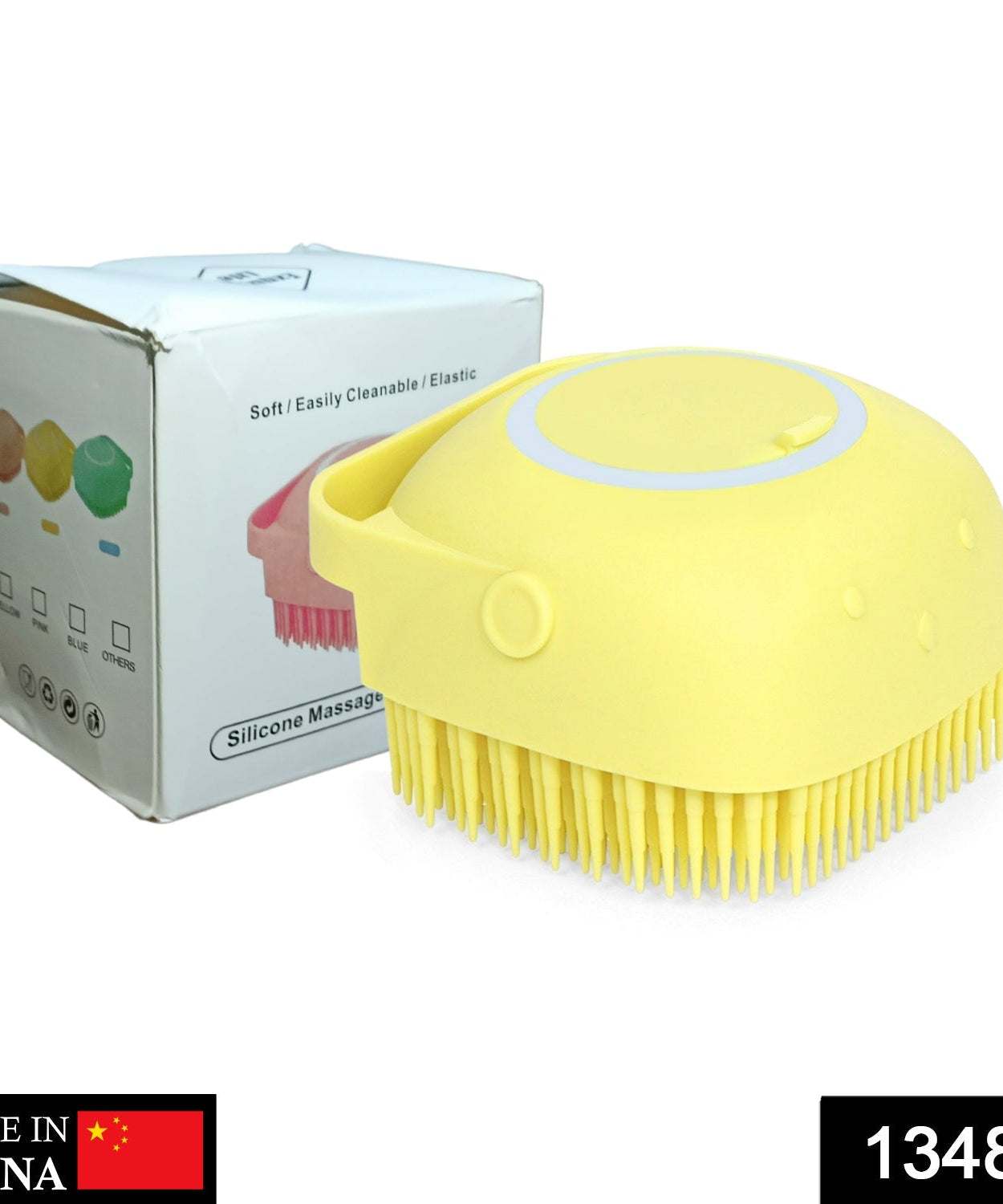 Bath brush with shampoo dispenser, silicone, massage