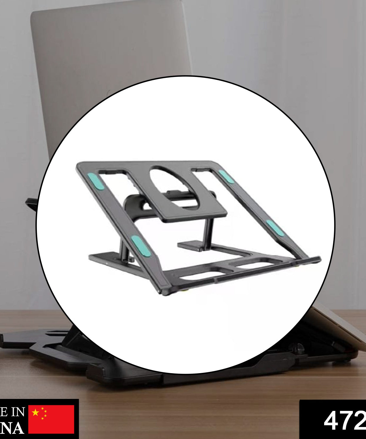 Adjustable laptop stand that folds for easy portability, providing ergonomic laptop positioning