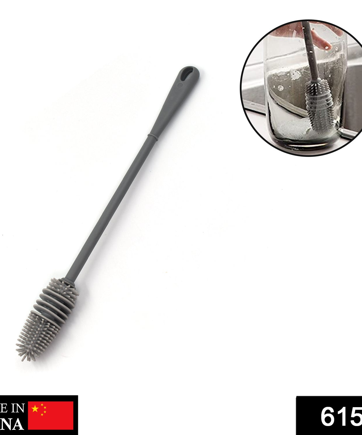 Kitchen brush for cleaning bottles and jars