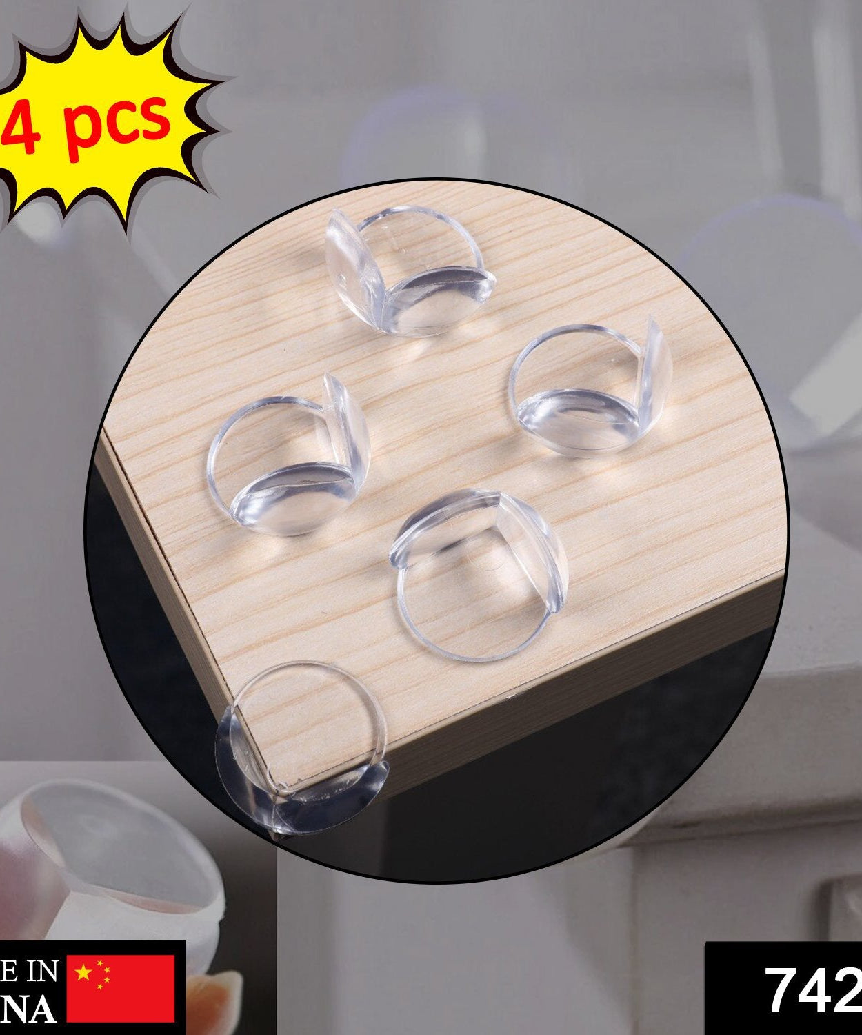 Transparent corner guards with strong adhesive, pack of 4.