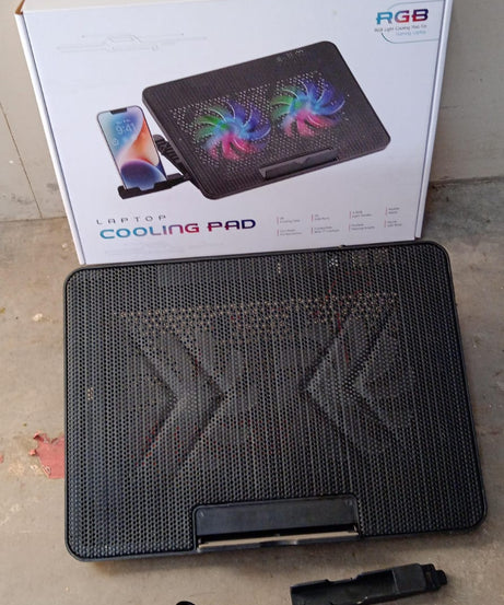 Laptop Cooler Cooling Pad with 2 Quiet Led Fans, Dual USB Ports, Portable Ultra Slim USB Powered 7 Heights Adjustable Laptop Stand for Gaming Laptop