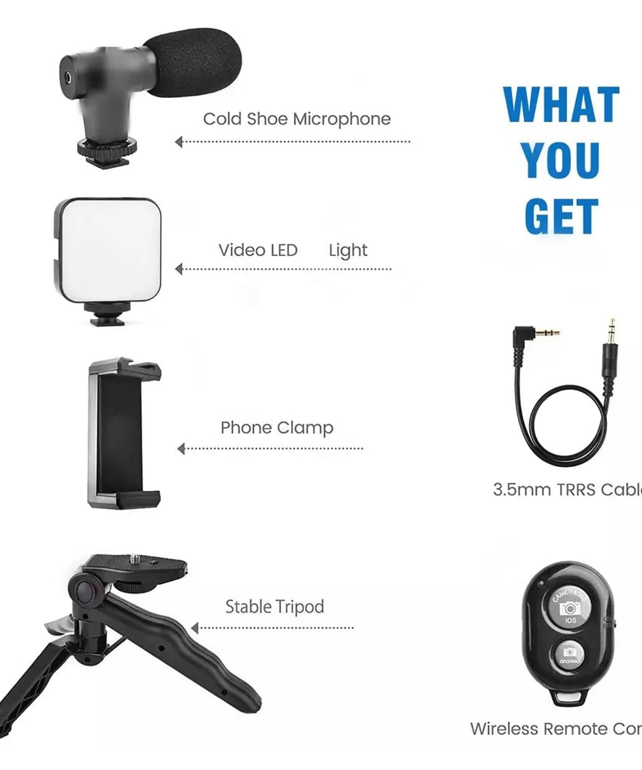 Vlogging kit with adjustable LED light