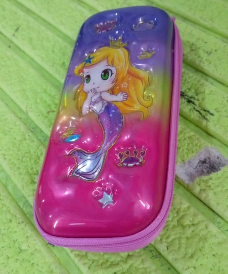 3D Cartoon Zipper Compass Box, Pencil Box (1 Pc / Mix Design)