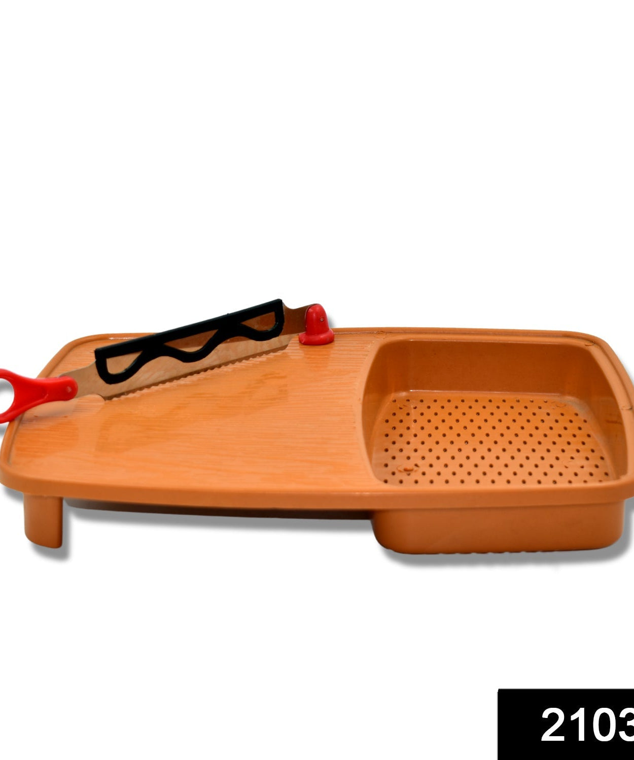 Durable plastic cutting tray with holder for easy use.