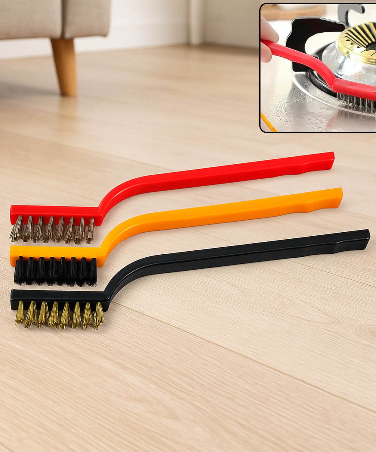 3-Piece Mini Wire Brush Set: Tackle Tough Cleaning Jobs (Multi-Material)