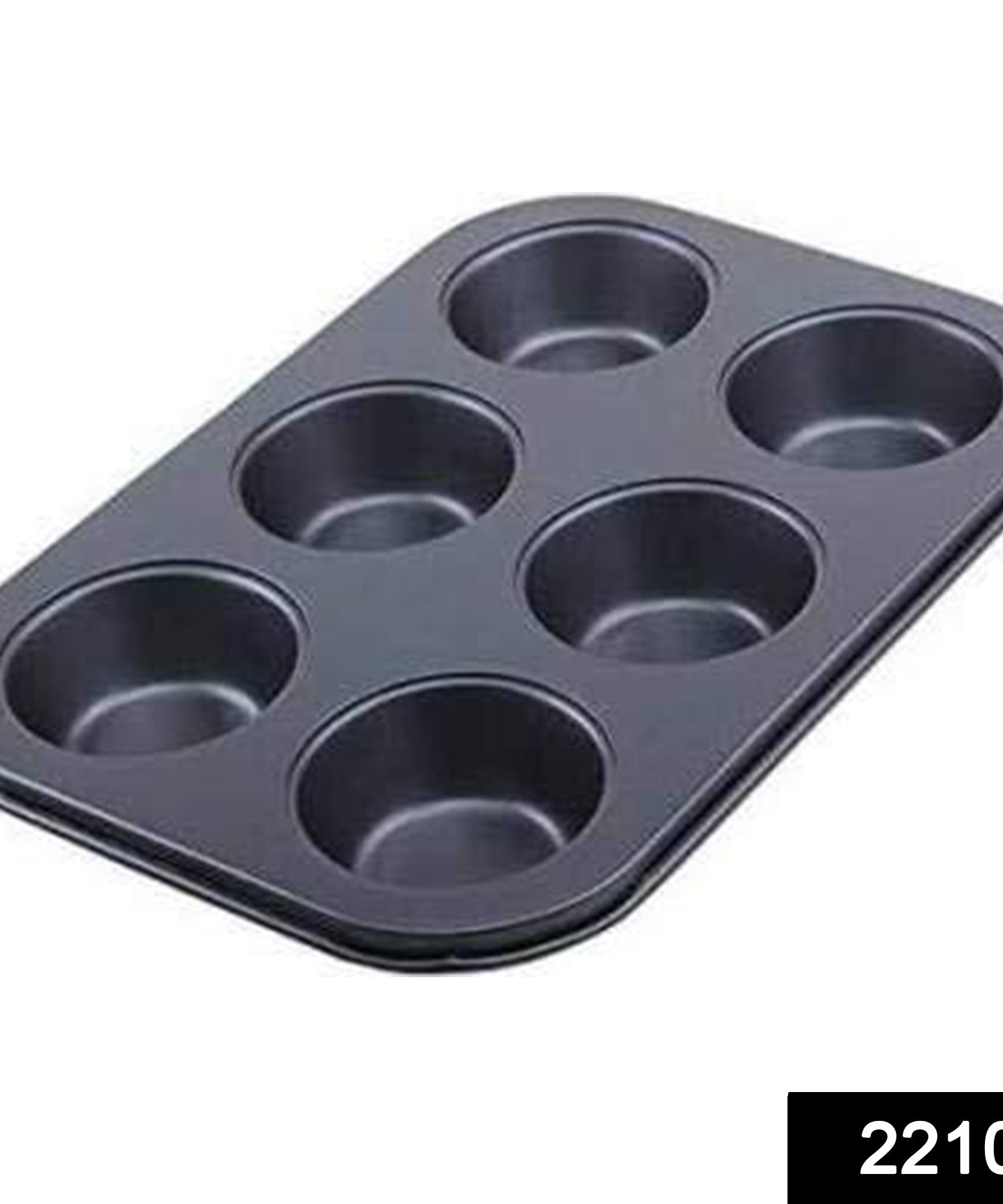 Reusable muffin tray with non-stick coating for 6 cups.
