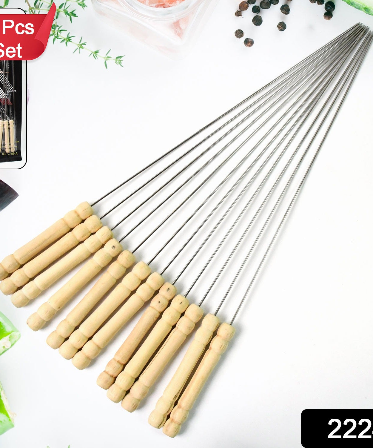 BBQ Tandoor Skewers Grill Sticks for Barbecue (Pack of 12)