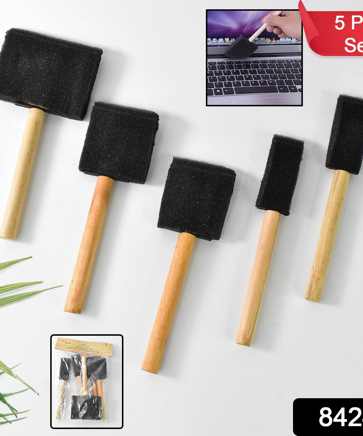 Multipurpose Sponge Brushes for Painting with Wooden Handles