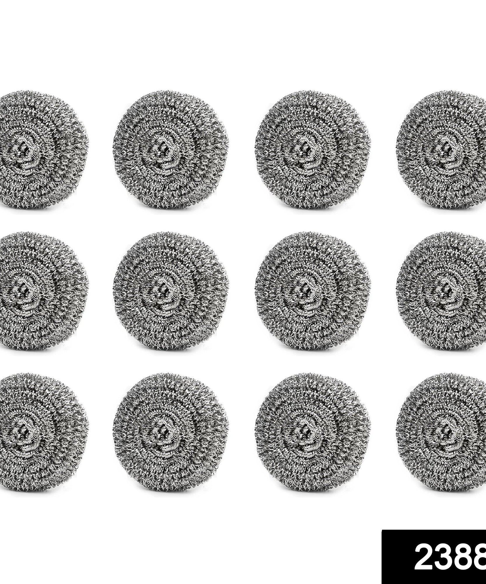 Stainless steel ball scrubber, durable and rust-resistant, pack of 12.