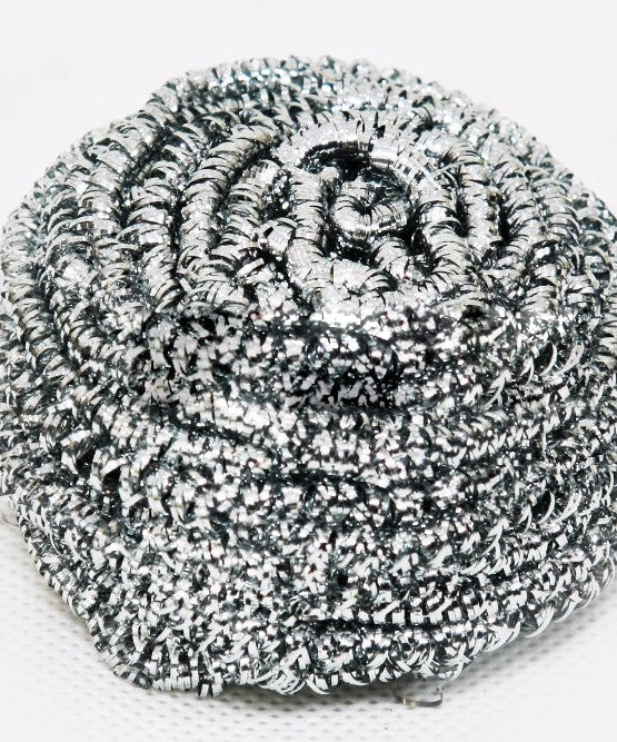 Round stainless steel scrubbers, pack of 12, perfect for tough stains.
