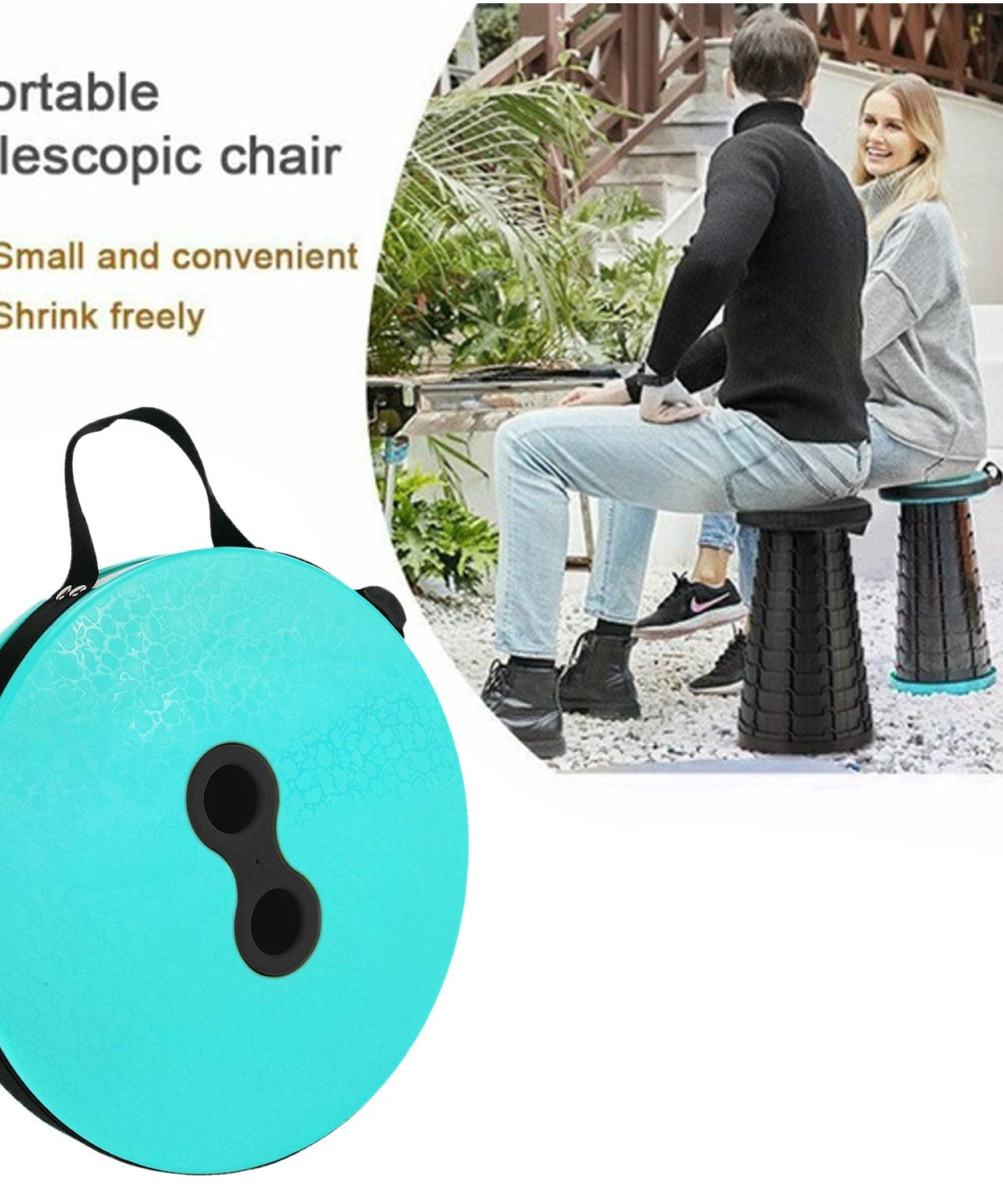 Space-saving telescopic stool with adjustable height in mixed colors