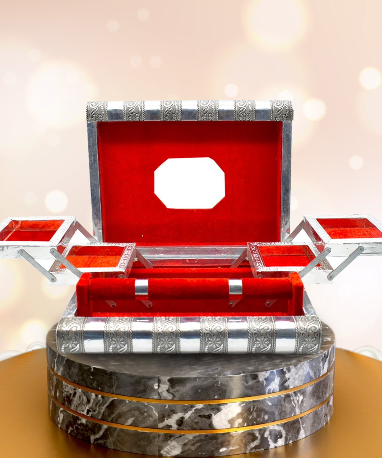 Stylish wooden organizer for bangles and jewelry with multiple storage options